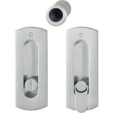 Schiebet�rmuschel Set - ecken abgerundet BB, Messing sat. verchromt - PVD