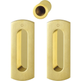 Schiebet�rmuschel Set -ecken abgerundet ungelocht,Messing satiniert-poliert-PVD