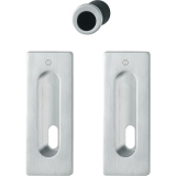 Schiebet�rmuschel Set -eckig BB, Messing verchromt matt - PVD