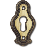 Schl�sselschild Mondial Breite 27 mm, H�he 46 mm, Messing patiniert