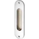 Schiebetrmuschel oval 38 x 152 mm, ungelocht, Messing verchromt matt