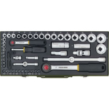 PROXXON Steckschl�ssel-Satz 1/4\"+1/2\"vierkant mit Umschaltknarre 56-teilig