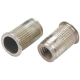 Mikromutter gerndelt, unterkopfverzahnt Rundschaft offen M 6x14.0 Stahl verz.