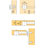 HETTICH RASTEX 15 Exzenter ohne Abdeckrand, Bohr 15, Plattenst. 15