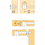 HETTICH RASTEX 15 Exzenter mit Abdeckrand, Bohr 15, Plattenst. 19