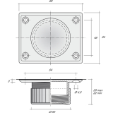 Mbelgleiter verstellbar-Anschraubplatte  50 mm, Kunststoff silber