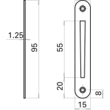 Schlieblech zu Einstemmzunge, abgerundet, 95 x 15 x 1,25 mm, Stahl verzinkt