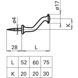 Fensterschutzkopf zum Einschrauben, 52 mm, Aluminium poliert