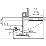 Trband Flgelteil DORMA Arcos Office 25.230, Glas 8-10 mm, silber eloxiert