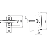 Fensterolive WG ELEGANT 526 - sichtbar geschr., VK 7 x 35 mm, Messing poliert