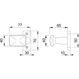 HOPPE T�rknopf - auf Ros. zu 117GF/22, 65x40 30x70x10, silber elox