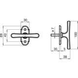 GRUNDMANN Fenstergriff ALT-WIEN 926 - sichtbar geschraubt, 7x35, verchromt