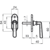 GRUNDMANN Fenstergriff ALT-WIEN 904 - sichtbar geschraubt, 7x33, verchromt