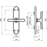 GRUNDMANN Fenstergriff ALT-WIEN 920 - sichtbar geschraubt, ohne, verchromt