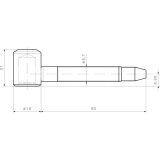 Einbohrband-Oberteil m. Zylinderkopf,  16 mm, f. Holz. Stahl vernickelt