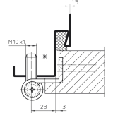 T�rband VN 3739/M10 x 1, f. gef�lzte T�ren, Bandh. 95 mm, Edelstahl matt