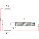 Trnussbandoberteil,  16 mm Bandhhe: 50 mm, Bolzen 56 mm, Stahl verzinkt