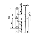 Trblattsicherung-Flgelteil, 120 x 20 x 4 mm rund, Stahl verzinkt silberfrbig
