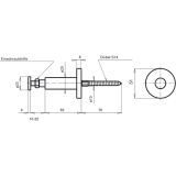 Stiegengriffsttze zum Klemmen, Ros.  50 mm, Wandabstand 60 mm, Alu poliert
