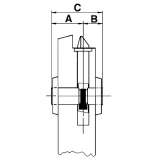 WC-Zylinder m. Drehknauf innen, 27/35 mm, Messing vernickelt matt