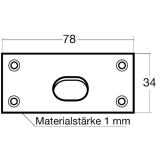 Riegelschlieblech mit gefedertem Verschluss, 78 x 34 mm, Messing blank