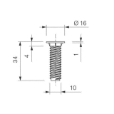 Absttzfu-Befestigungsschraube,  16x34, Stahl verzinkt
