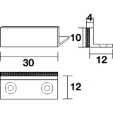 Anschlagpuffer fr Glastren, 30x10x12mm, Messing verchromt poliert