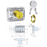 JuNie 2828 Zylinder-Kastenschloss Sperre BN 0104, Zylinder Messing vern. matt
