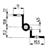 Mbelband Krpfung D, links, 50x33 mm, Messing brniert
