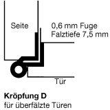 Mbelband Krpfung D, links, 50x33 mm, Messing vern. matt