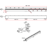 Ausziehtischfhrung ALU 77, Auszugslnge 3050 mm, Platten 4x500, Aluminium