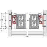HETTICH SYSTEMA TOP 2000 Quadro Duplex 25, links, Einbautiefe 530 mm