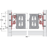 HETTICH SYSTEMA TOP 2000 Quadro Duplex 45, rechts, Einbautiefe 730 mm