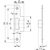 Lappenschlieblech f. MFV Secury, B = 34,0 mm, Edelstahl