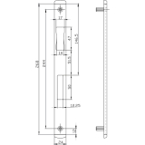 Schlieblech BKS B 9000 1046, 270 x 24 mm, Stulp flach eckig, Edelstahl