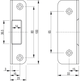Winkelschlieplatte BKS f. Mehrfachverriegelung Secury, universal, Edelstahl