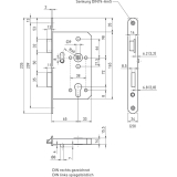 Fluchttrhauptschloss 1022, 1-flg. Funk. B/EN 179, links, DM 65, Edelstahl