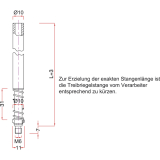 Treibriegelstange BMH 1109, 1000 mm, m. Feder f. unten u. oben, Stahl verzinkt