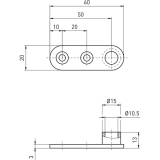 Stangenfhrungsplatte BMH 1144 f. Rundstange  10 mm, Stahl verzinkt