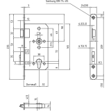 Fluchttrschloss 1128, 2-flg. /EN 179, DM 65/20, rechts, Edelstahl