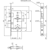 Einstemmschloss BMH 1000 PZW, links, DM 55, Rundstulp, Edelstahl