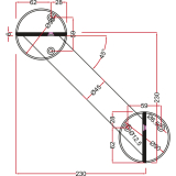 Barkonsole Brindisi schrg  45 mm, Hhe 230 mm, Edelstahl