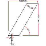 Barkonsole Capri schrg 50 x 50 mm, Hhe 170 mm, Aluminium Edelstahl Effekt