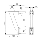 Barkonsole RAB schrg 50 x 10 mm, Hhe 322,5 mm, Tiefe 154 mm,Aluminium eloxiert