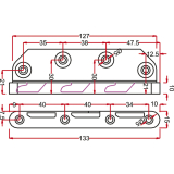 Verbindungsbeschlag mit 3 Haken, Einbauhhe 130, Stahl verzinkt