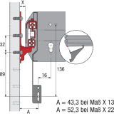 HETTICH SYSTEMA TOP 2000 Blendensttze, Stahl Alu-Finish
