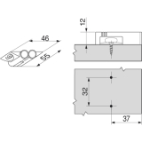 BLUM BLUMOTION Doppel-Kreuzadapterplatte, Kunststoff RAL 7036 platingrau