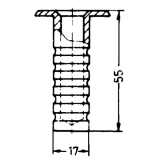Bodenbchse ohne Verschluss, 10 mm, Hhe 55 mm, Messing vernickelt matt