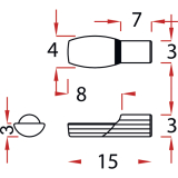 Steckbodentrger Lffelform, Bohr  5 mm, vernickelt, VPE 100 ST