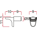 Steckbodentrger Winkel 1, Bohr  5 mm, Zink vernickelt, VPE 1000 ST